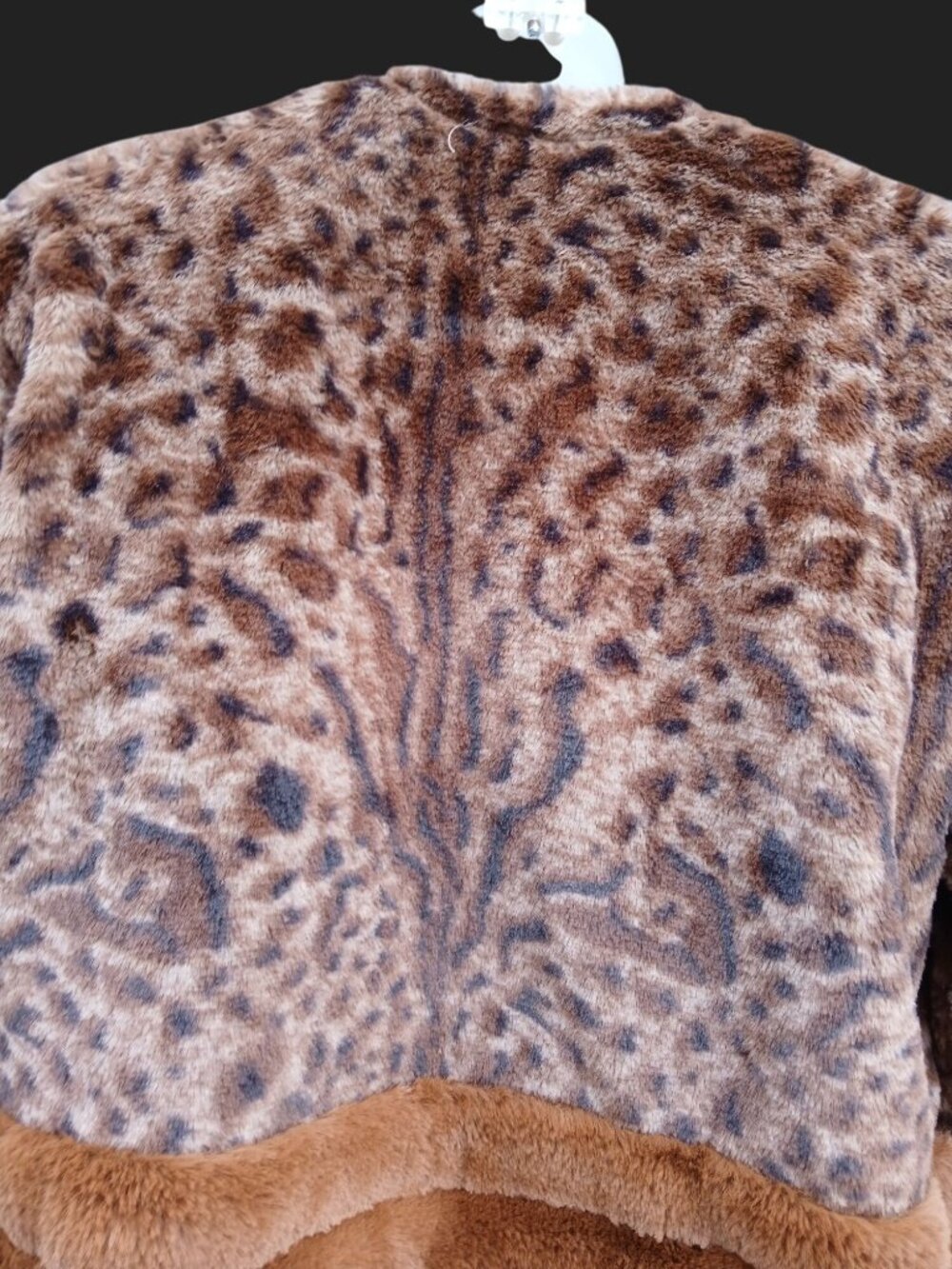 Mystree Womens Brown Leopard Print Faux Fur Jacket Size M Pockets Cozy Teddy - Picture 5 of 16